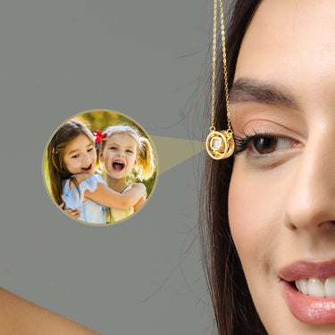 Circular Photo Personalised Necklace - Photo Necklace - Photo Projection Necklace Necklace Brother & Sisters